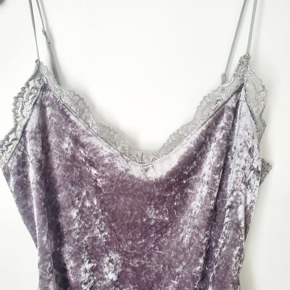NEW Velour Lace Body Suit Strappy Low Neckline Layering Loungewear Undergarment - Picture 2 of 7